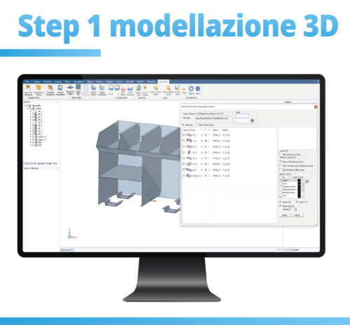 La fase della modellazione 3D di FABLE è affidata a Libellula.CLAIM, uno dei software di punta di Libellula, progettato per importare, creare e modificare le geometrie nella massima facilità, evitando le complessità tipiche dei CAD tradizionali.